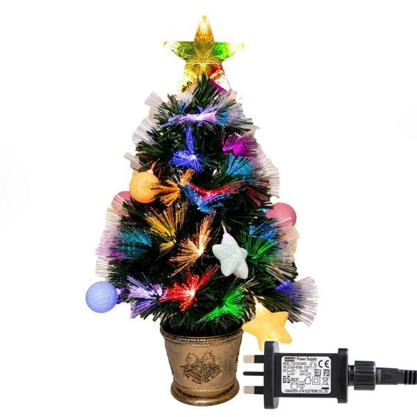 2ft to 7ft Pastel Stars and Baubles Fibre Optic Christmas Trees with LED Lights image 1