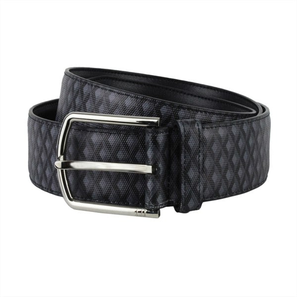 Dunhill luxurious coated canvas belt in a geometric engine turn pattern