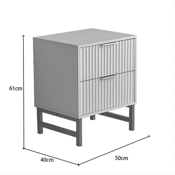Kosy Koala Modern White Bedside Table with 2 Drawers and Gold Metal Legs for Bedroom