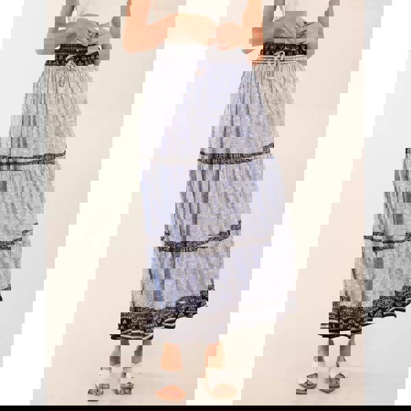 Blue Vanilla Contrast Printed Tiered Skirt