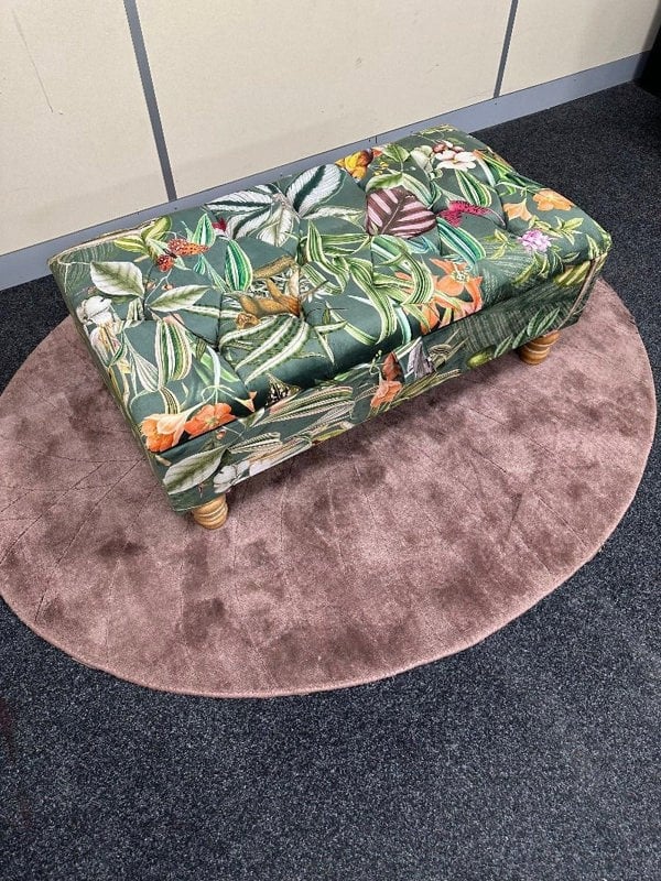 Green Floral Soft Vevet coffee table Ottoman Storage | premium Patterned Footstool Pouffe| - ISTOOLS