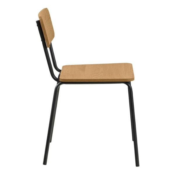 Wyld Haus Set of 4 Sorenna Natural Oak Wood Effect Dining Chairs Black Metal Legs