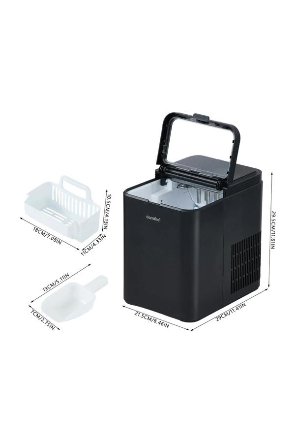 Living and Home Self-Cleaning Ice Maker Machine with 1.3L Water Tank, Ice Scoop & Detachable Basket