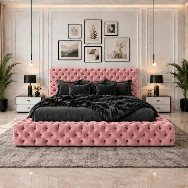 Paradise Beds Velmora Luxury Chesterfield Upholstered Bed Frame with Deep Button Headboard