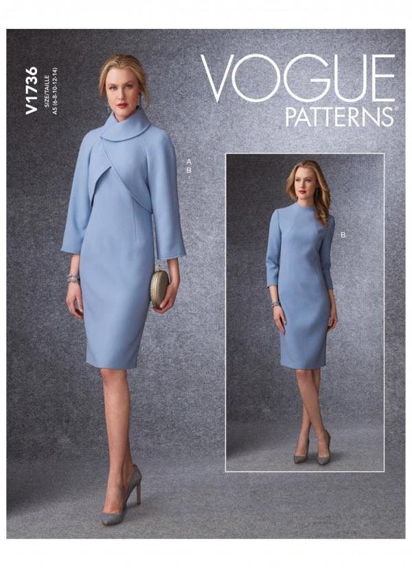Vogue Sewing Pattern 1736, Jackets, Dresses for Women, A5 (6-8-10-12-14) - Easy