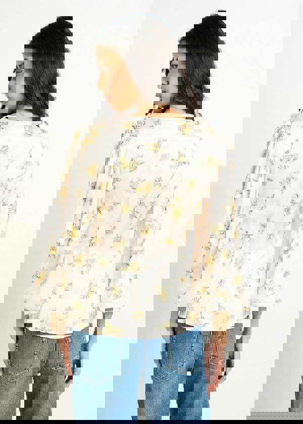 Gini London Cream Lace Trim Satin Button Through Blouse