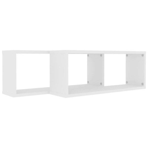 Berkfield Wall Cube Shelf 2 pcs White 60x15x23 cm Engineered Wood