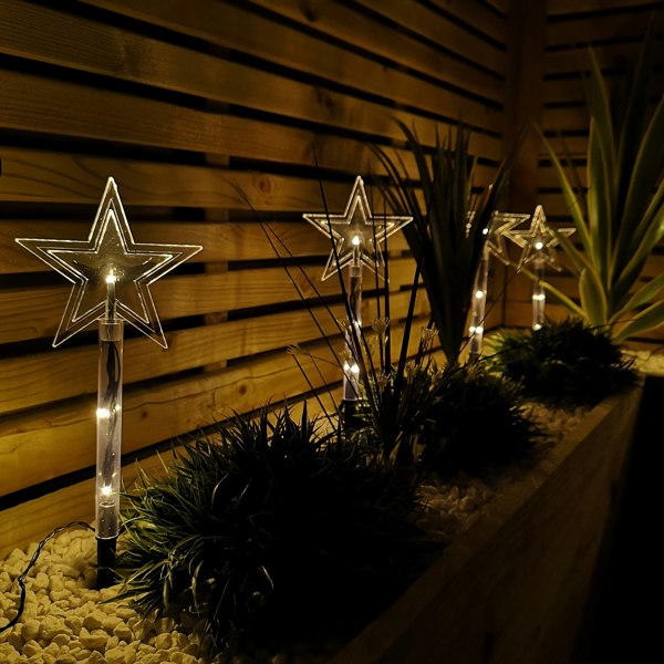 Samuel Alexander Set of 8 Battery Operated LED Multi Coloured Star Path Lights Christmas Decoration with Timer
