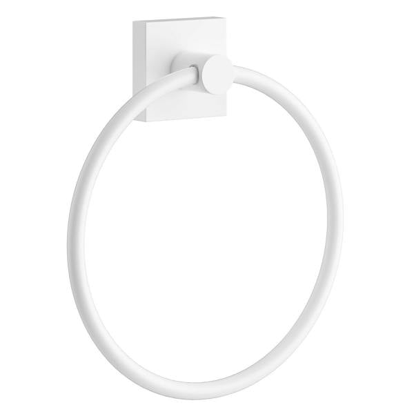 Matt white towel ring