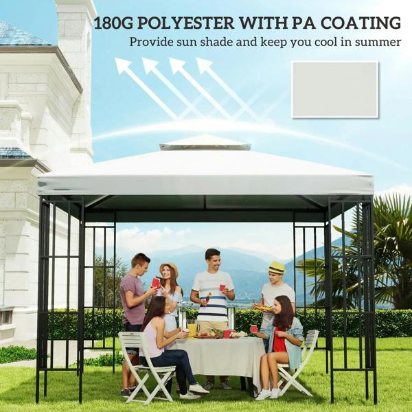 Cream white replacement gazebo canopy top over a black metal frame.