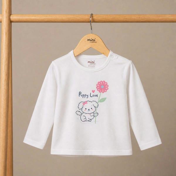 Girls White Single Knit Top