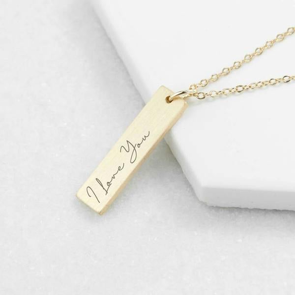 Personalised Handwriting Bar Necklace - product in use