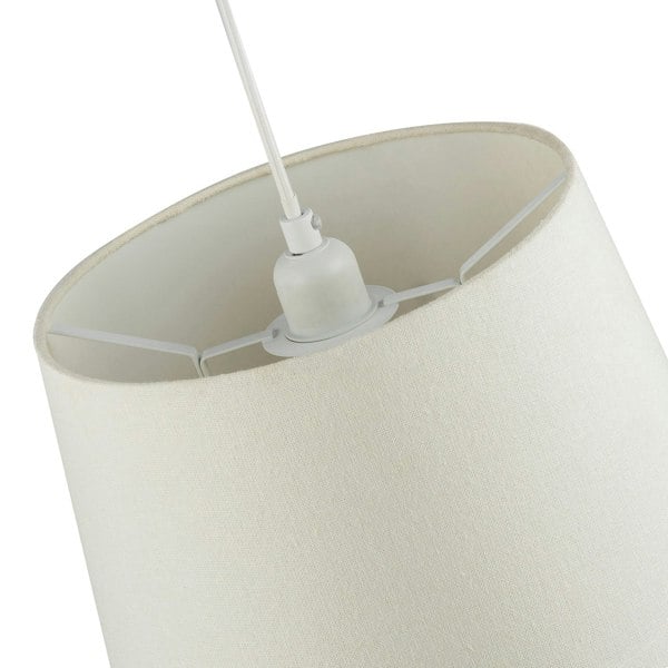 Contemporary Off-White Linen Fabric Drum Lampshade with Cotton Inner Image 4