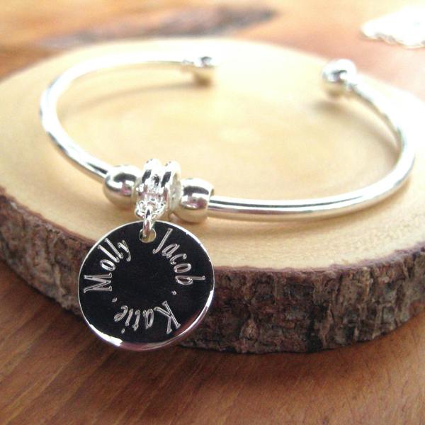 Personalised Edge Charm Torque Bangle