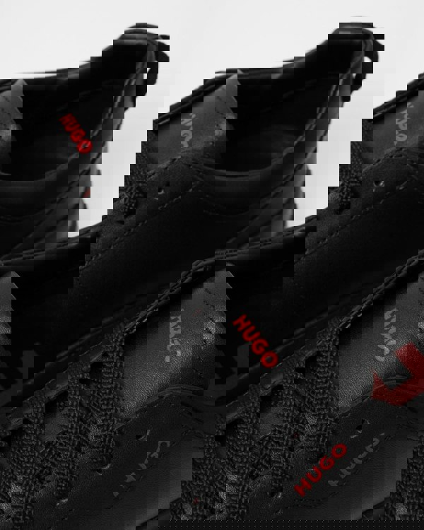 HUGO Blake Tenn Mens Leather Trainers with Branded Quarter - Black 005