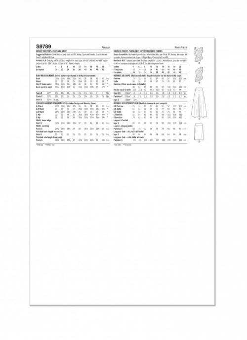 Simplicity Sewing Pattern 9789, Tops, Trousers, Skirts for Women, D5 (4-6-8-10-12) - Intermediate