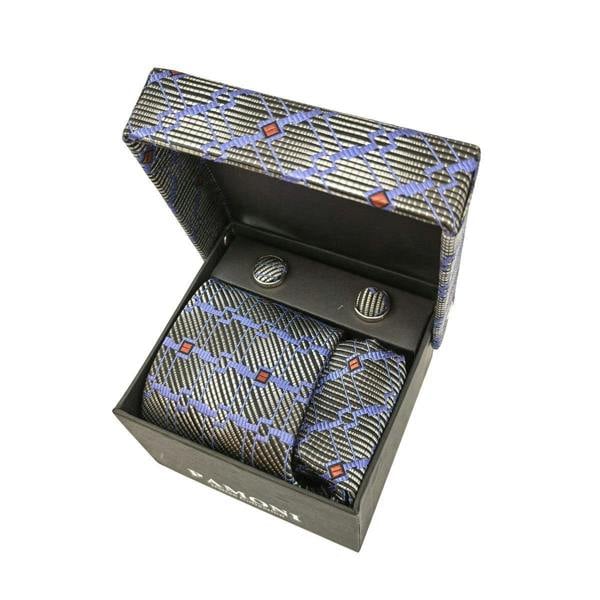 Grey Graphic Tie & Cufflinks Set
