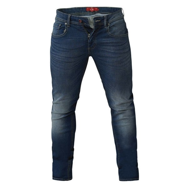 Duke Mens D555 Ambrose Stretch Tapered Slim Jeans - Vintage Blue