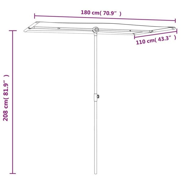Berkfield Outdoor Parasol with Aluminium Pole 180x110 cm Taupe