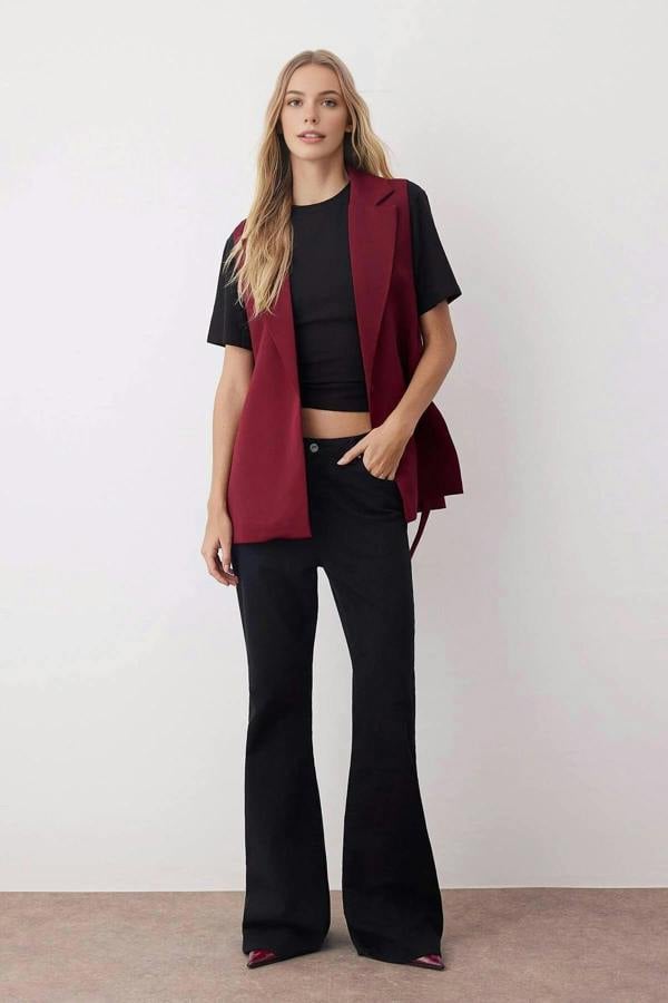 WOVCOR Oversize Lined Woven Vest with Side Tie Detail