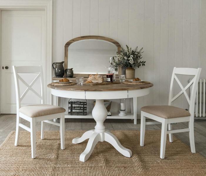 Statement Furniture Florence Large Pedestal Dining Table with Hidden Drawers 120cm