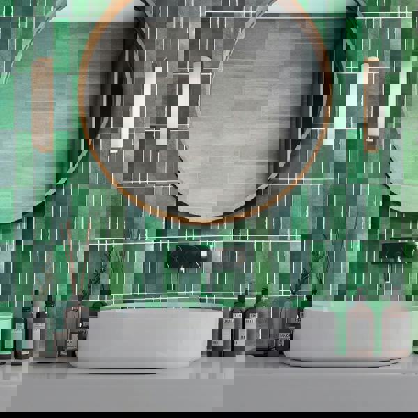 WALPLUS Dark Mose Green Rectangular 3D Sticker Tile 12 x 12 inches / 30.5 x 30.5 cm - 6pcs in a pack