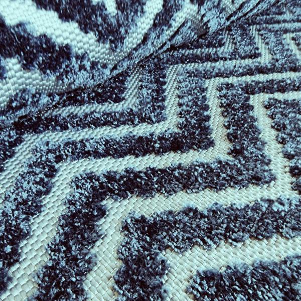 Outdoor Rug Navy Blue with Light Blue Chevron Zig Zag Decking Garden Patio Gazebo Large Small Soft Geometric Mat