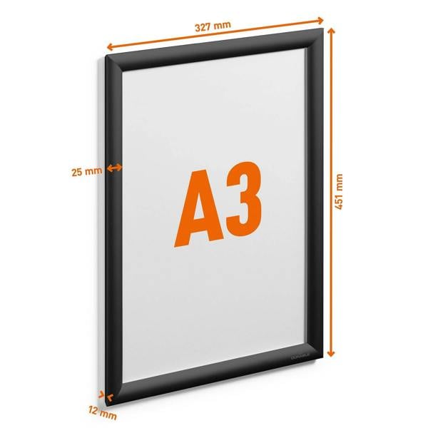 Durable Aluminium Snap Frame Retail Clip Poster Holder Notice Board | A3 Black
