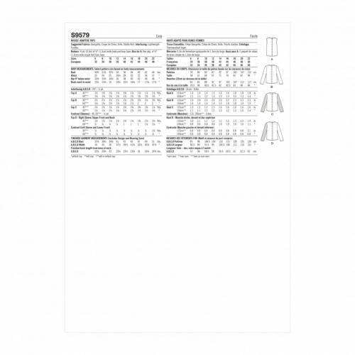 Simplicity Sewing Pattern 9579, Tops for Women, H5 (6-8-10-12-14) - Easy