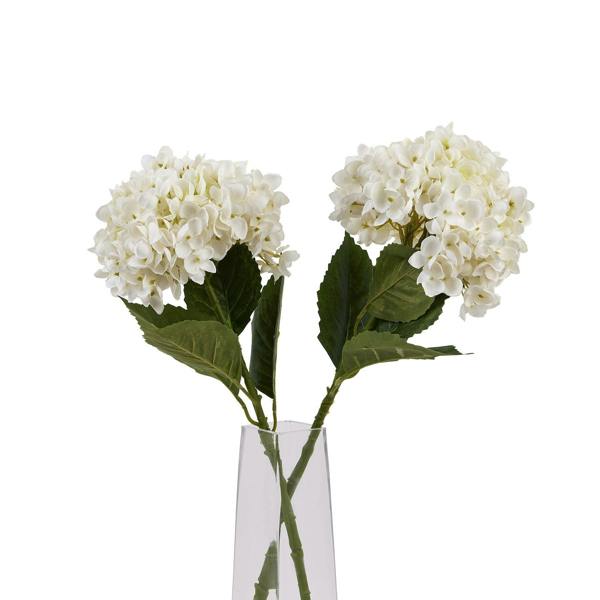 Wyld Haus Set of 3 Artificial Flowers White Hydrangea Stems