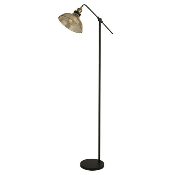 Pagazzi Lighting Melina Antique Brass & Amber Glass Task Floor Lamp