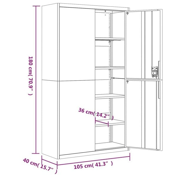 Berkfield File Cabinet Black 105x40x180 cm Steel