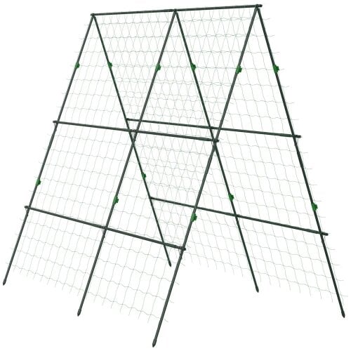 Bobobiy Garden Cucumber Trellis for Climbing Plants, DIY Adjustable Cucumber Support Frame for Raised Bed, Green