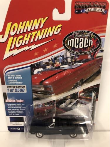 Johnny Lightning 1967 Plymouth GTX Convertible Dark Blue 1:64 Scale JLMC016B