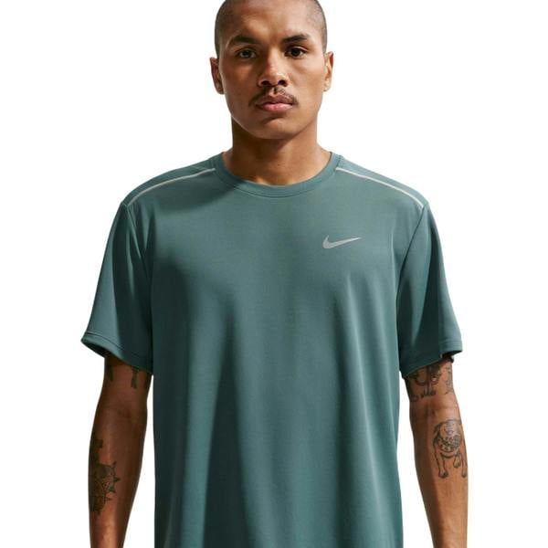Nike Mens Miler Swoosh Reflective Detail T-Shirt - Slate Grey - 