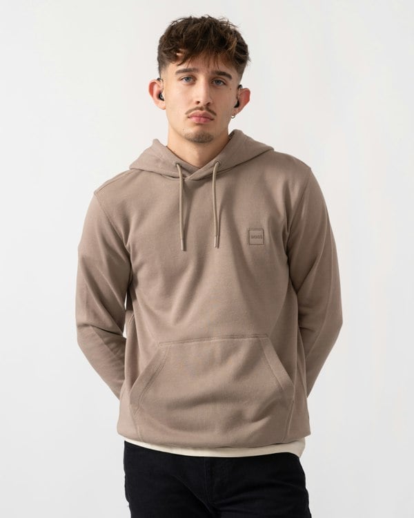 BOSS Orange Wetalk Mens Pullover Hoodie With Logo Patch - Open Green 346