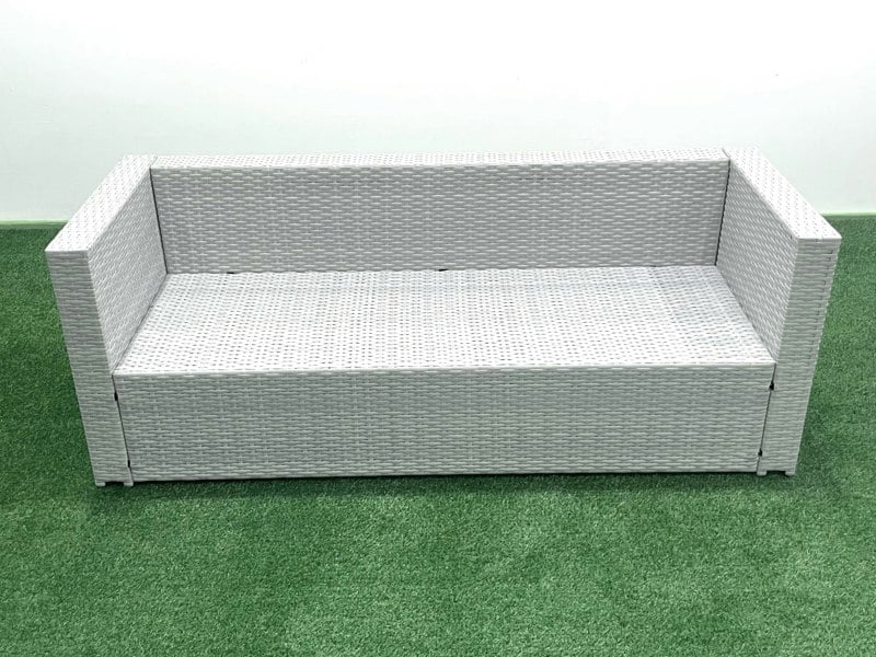 Fimous 5 Seater Rattan Garden Furniture Set with 3 Seater Sofa 2 Chair Square Coffee Table Light Grey Mixed