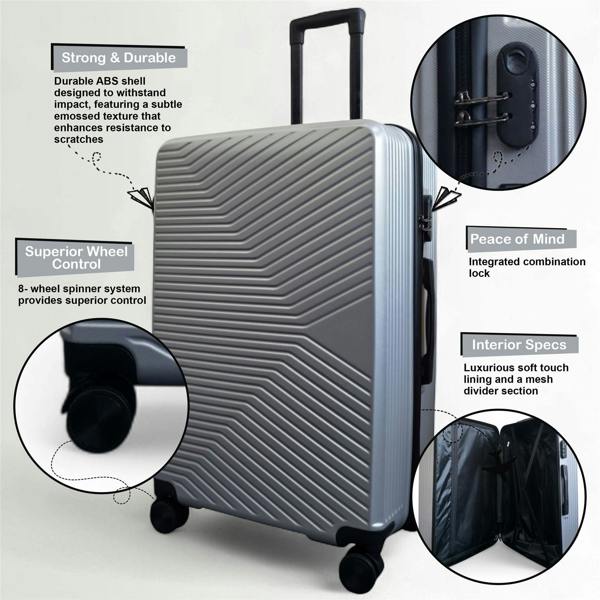 Infinity Luggage Hardshell Suitcase Set Robust 8 Wheel Luggage Cabin Case Bag