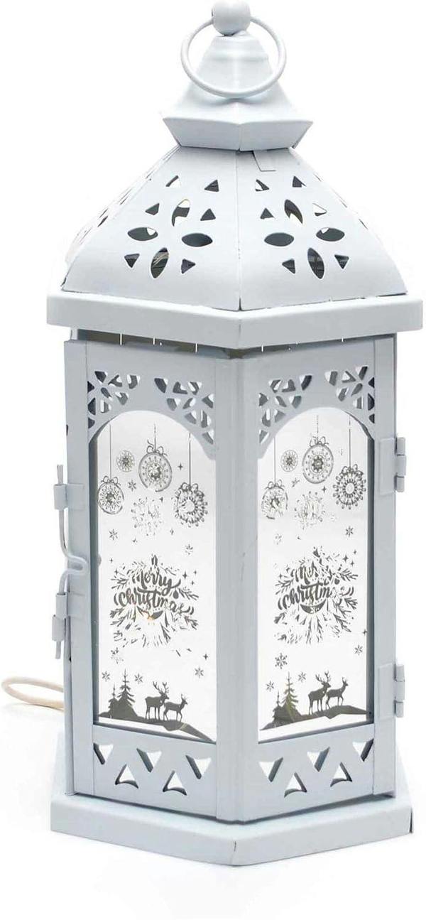 28cm Christmas LED Lantern Decorative Indoor Table Light with USB Operation, White image 3
