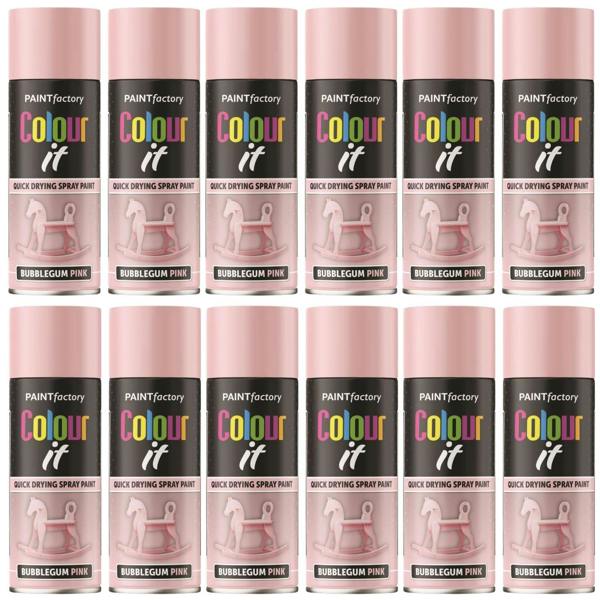 Paint Factory 12X  Bubblegum Pink Gloss Spray Paint 400ml