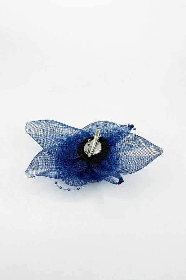 SVNX Rosette Fascinator & Brooch in Navy