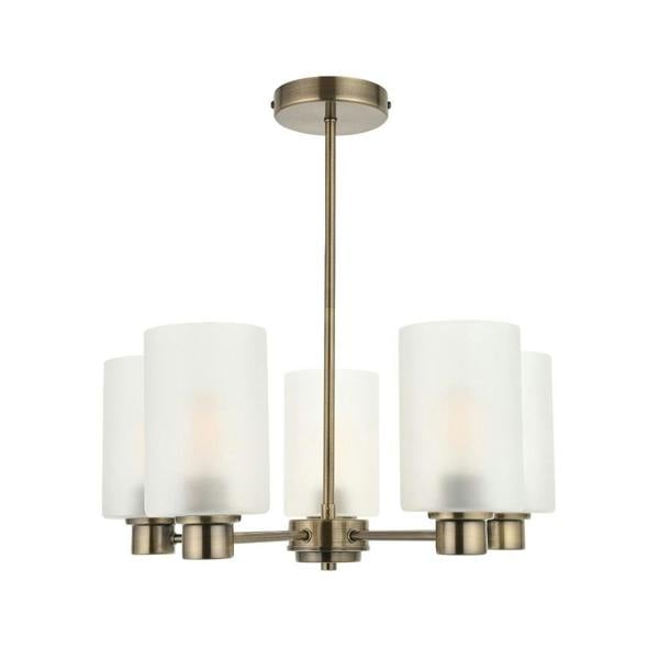 Pagazzi Lighting Kingsholm 5-Light Antique Brass Semi-Flush Ceiling Light