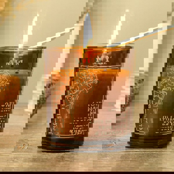 Personalised Memento Company Personalised June Birth Flower Amber Glass Candle