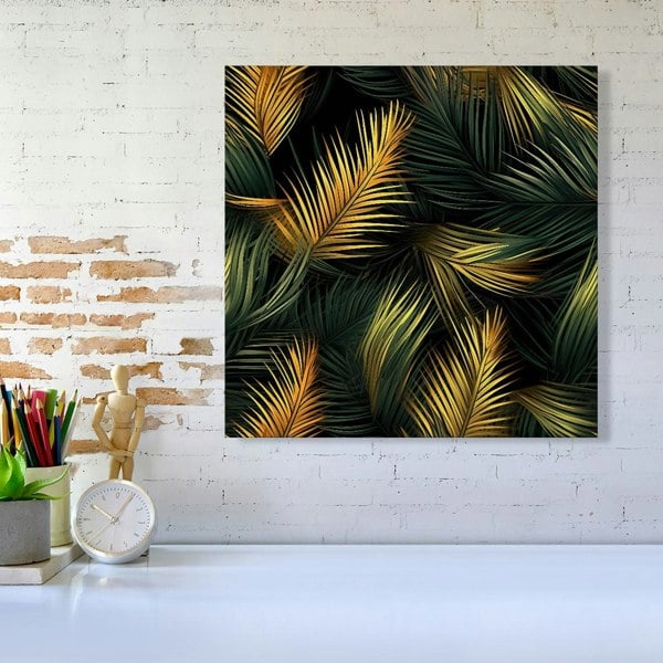 Warren Reed Golden Palm Leaves Canvas