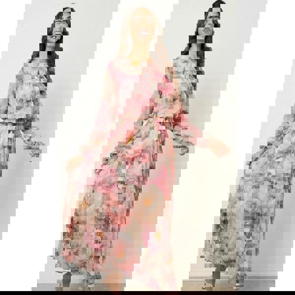 Blue Vanilla Pleated Floral Dress