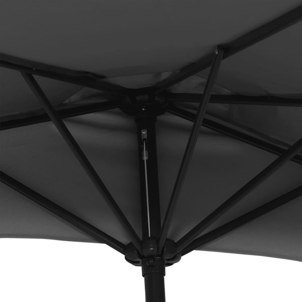 Berkfield Balcony Parasol with Aluminium Pole Black 270x144x222 cm Half