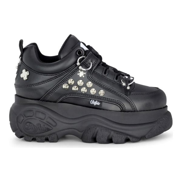 Buffalo 1339-14 PUNK - Women's Black Platform Studded Sneakers