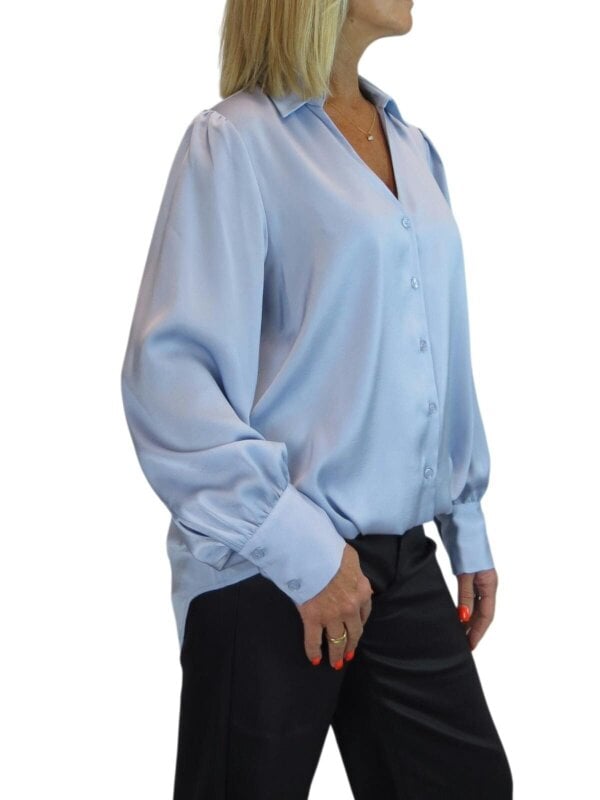 Paulo Due Women's Satin Blouse Ladies Long Sleeve Button Through Shirt