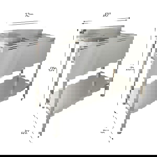 KuKoo Commercial Sink & Pre-Rinse Tap - Right Hand Drainer