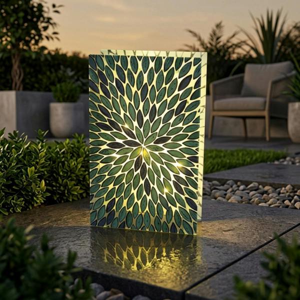 Garden Greatness Emerald Glass Table Top Garden Light